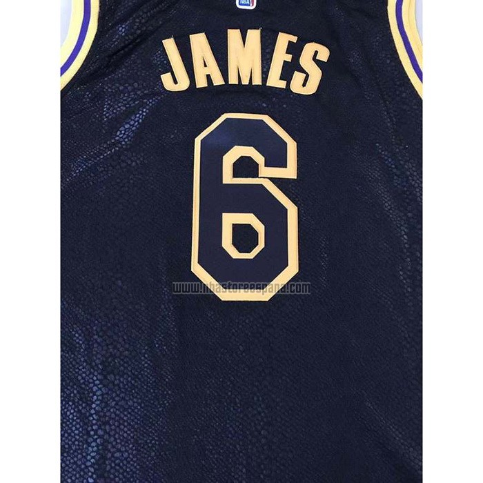 Camiseta Los Angeles Lakers LeBron James NO 6 Ciudad 2021-22 Negro